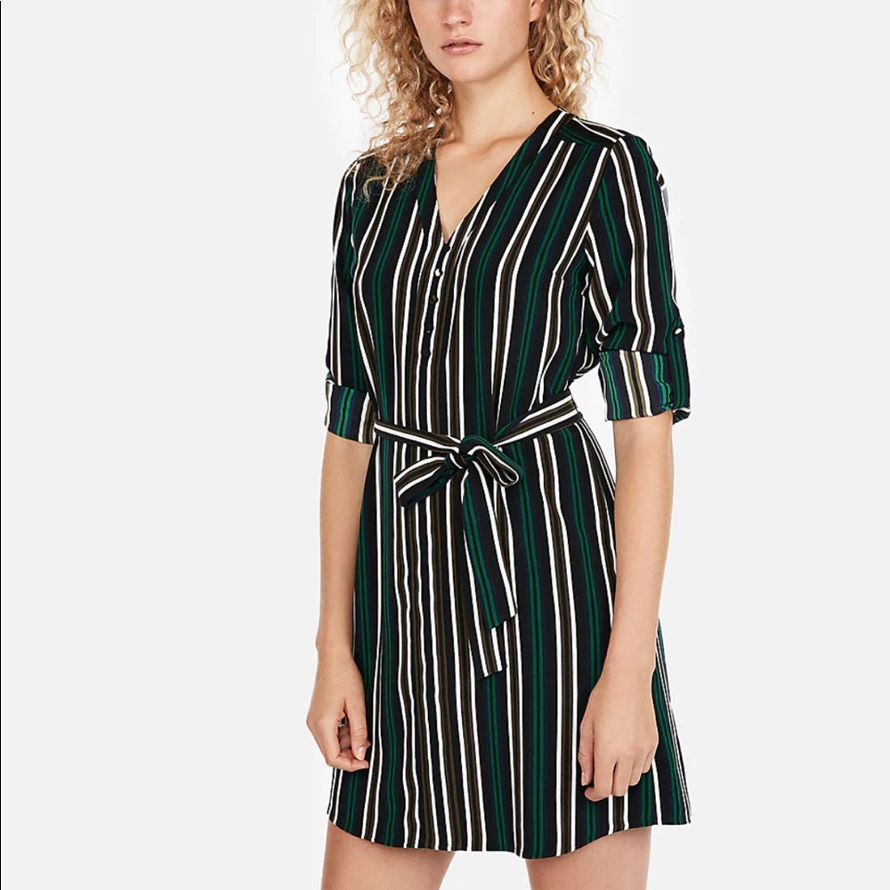 Express Stripe Portofilo Shirt Dress ✨✨ Brand New Green